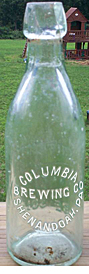 COLUMBIA BREWING COMPANY EMBOSSED BEER BOTTLE