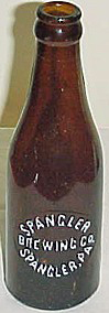 SPANGLER BREWING COMPANY EMBOSSED BEER BOTTLE