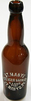 ST. MARYS PURE BEER BREWERY EMBOSSED BEER BOTTLE