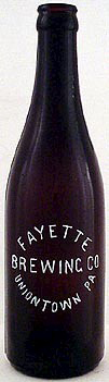 FAYETTE BREWING COMPANY EMBOSSED BEER BOTTLE