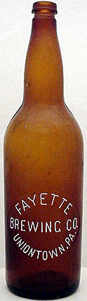 FAYETTE BREWING COMPANY EMBOSSED BEER BOTTLE