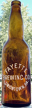 FAYETTE BREWING COMPANY EMBOSSED BEER BOTTLE