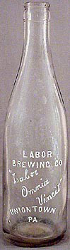 LABOR BREWING COMPANY EMBOSSED BEER BOTTLE