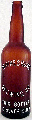 WAYNESBURG BREWING COMPANY EMBOSSED BEER BOTTLE