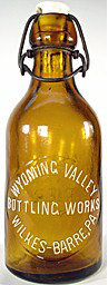 WYOMING VALLEY BOTTLING WORKS WEISS BIER EMBOSSED BEER BOTTLE