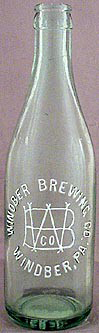 WINDBER BREWING COMPANY EMBOSSED BEER BOTTLE