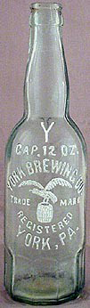 YORK BREWING COMPANY EMBOSSED BEER BOTTLE