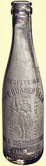 PURE QUAKER BEER EMBOSSED BEER BOTTLE