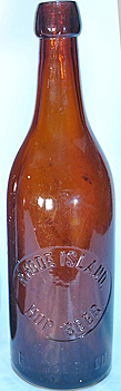 RHODE ISLAND HOP BEER EMBOSSED BEER BOTTLE