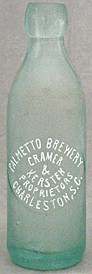 PALMETTO BREWERY EMBOSSED BEER BOTTLE