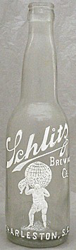 SCHLITZ BREWING COMPANY EMBOSSED BEER BOTTLE