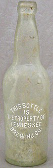 TENNESSEE BREWING COMPANY EMBOSSED BEER BOTTLE