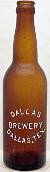 DALLAS BREWERY EMBOSSED BEER BOTTLE