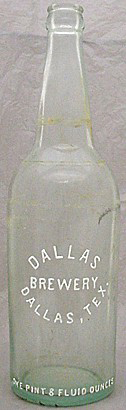 DALLAS BREWERY EMBOSSED BEER BOTTLE