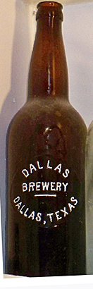 DALLAS BREWERY EMBOSSED BEER BOTTLE