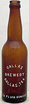 DALLAS BREWERY EMBOSSED BEER BOTTLE