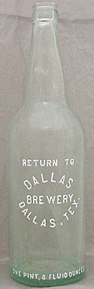 DALLAS BREWERY EMBOSSED BEER BOTTLE