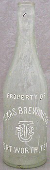 TEXAS BREWING COMPANY EMBOSSED BEER BOTTLE