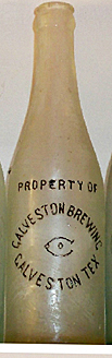 GALVESTON BREWING COMPANY EMBOSSED BEER BOTTLE