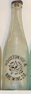 HOUSTON ICE & BREWING COMPANY EMBOSSED BEER BOTTLE