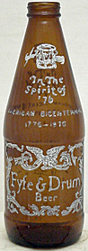 FYFE & DRUM BEER EMBOSSED BEER BOTTLE