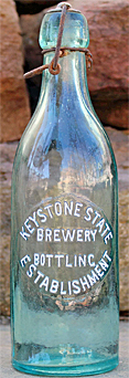 KEYSTONE STATE BREWERY EMBOSSED BEER BOTTLE