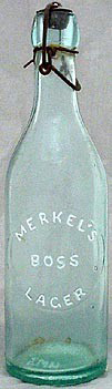 MERKEL'S BOSS LAGER EMBOSSED BEER BOTTLE