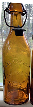 MERKEL'S BOSS LAGER EMBOSSED BEER BOTTLE