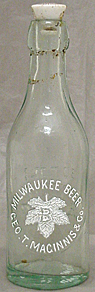 MILWAUKEE BEER EMBOSSED BEER BOTTLE