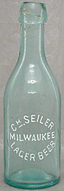 CH. SEILER MILWAUKEE LAGER BEER EMBOSSED BEER BOTTLE