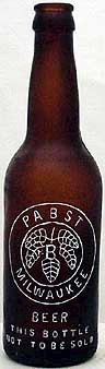 PABST MILWAUKEE BEER EMBOSSED BEER BOTTLE