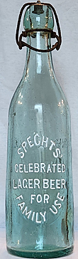 SPECHT'S CELEBRATED LAGER BEER EMBOSSED BEER BOTTLE