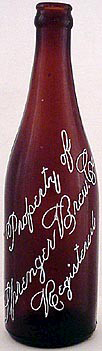 SPRENGER BREWING COMPANY EMBOSSED BEER BOTTLE