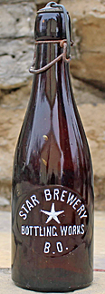 STAR BREWERY BOTTLING WORKS EMBOSSED BEER BOTTLE