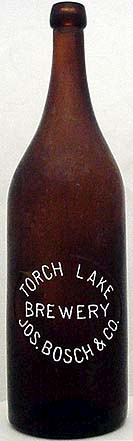 J. BOSCH & CO. TORCH LAKE BREWERY EMBOSSED BEER BOTTLE