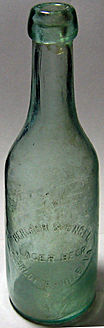 BERGNER & ENGEL LAGER BEER EMBOSSED BEER BOTTLE