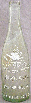 ANHEUSER BUSCH BREWING ASSOCIATION EMBOSSED BEER BOTTLE