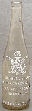 ANHEUSER BUSCH BREWING ASSOCIATION EMBOSSED BEER BOTTLE