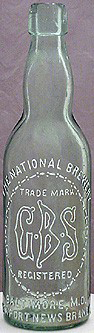 THE NATIONAL BREWERY EMBOSSED BEER BOTTLE