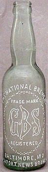 THE NATIONAL BREWERY EMBOSSED BEER BOTTLE