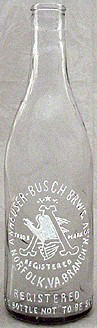 ANHEUSER-BUSCH BREWING ASSOCIATION EMBOSSED BEER BOTTLE