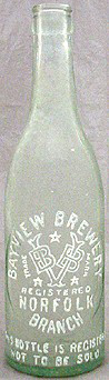 BAY VIEW BREWERY EMBOSSED BEER BOTTLE