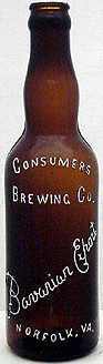 CONSUMERS BREWING COMPANY EMBOSSED BEER BOTTLE