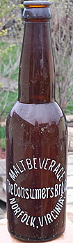 CONSUMERS BREWING COMPANY EMBOSSED BEER BOTTLE