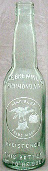 HOME BREWING COMPANY EMBOSSED BEER BOTTLE