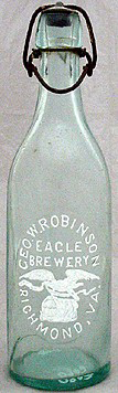 GEORGE W. ROBINSON EAGLE BREWERY EMBOSSED BEER BOTTLE