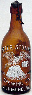 PETER STUMPF BREWING COMPANY EMBOSSED BEER BOTTLE