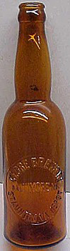 THE GLOBE BREWERY EMBOSSED BEER BOTTLE