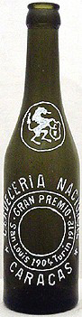 CERVECERIA NACIONAL EMBOSSED BEER BOTTLE