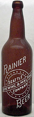 RAINIER BEER SEATTLE BREWING & MALTING COMPANY EMBOSSED BEER BOTTLE